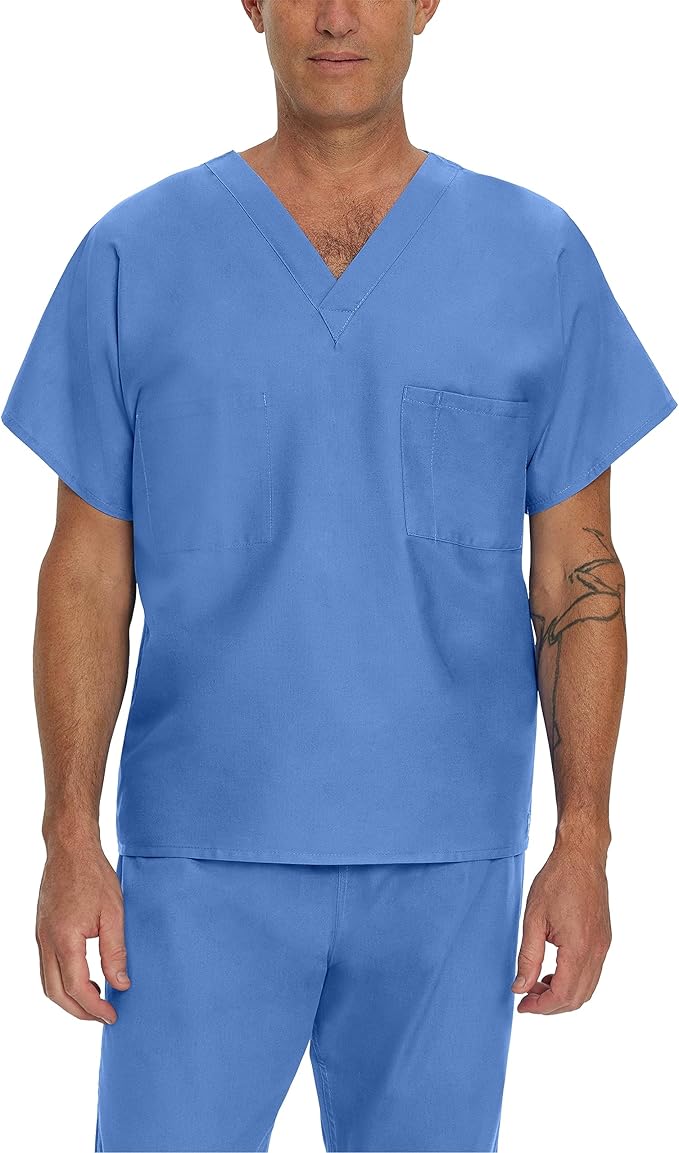 7502 LANDAU ESSENTIALS UNISEX REVERSIBLE 1-POCKET V-NECK SCRUB TOP