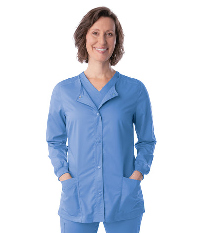 3038 - ProFlex Women Stretch Snap Fnt Crew Neck 3 Pkt Jacket