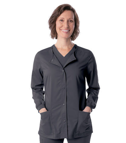 3038 - ProFlex Women Stretch Snap Fnt Crew Neck 3 Pkt Jacket