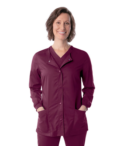 3038 - ProFlex Women Stretch Snap Fnt Crew Neck 3 Pkt Jacket