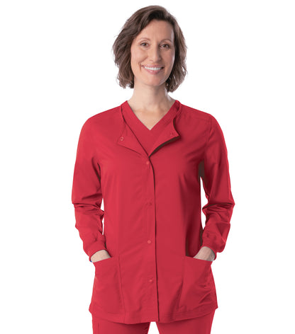 3038 - ProFlex Women Stretch Snap Fnt Crew Neck 3 Pkt Jacket