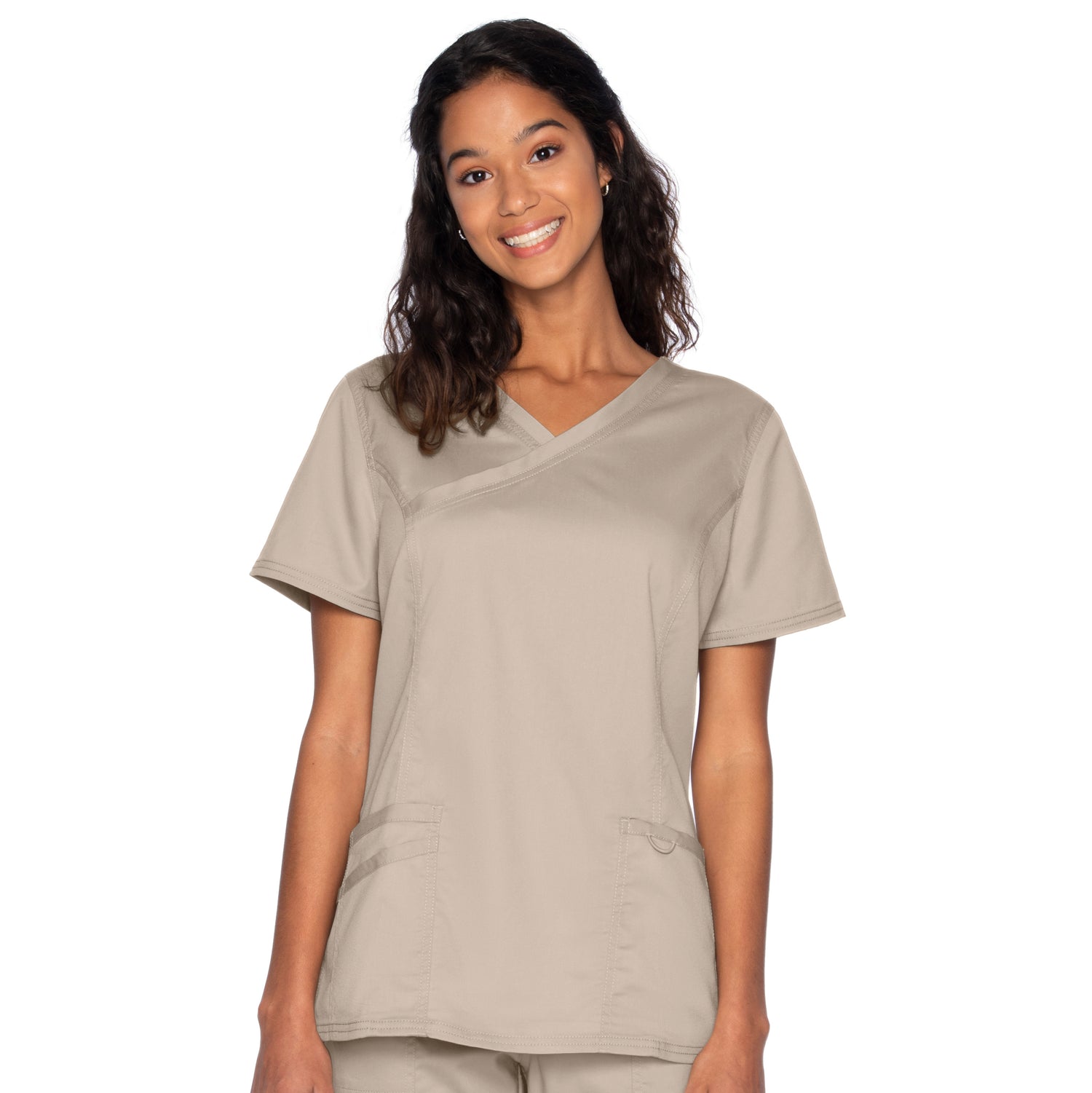 4161 - ProFlex Womens Stretch 3Pkt Faux Surplus V-Neck Top