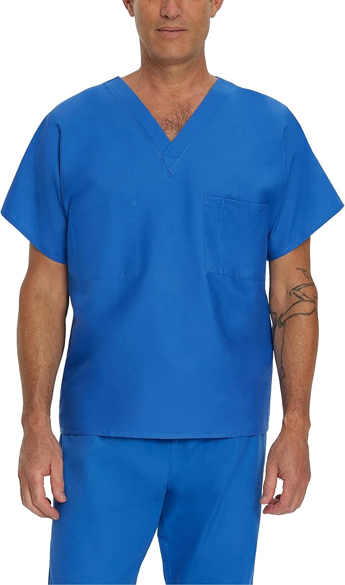 7502 LANDAU ESSENTIALS UNISEX REVERSIBLE 1-POCKET V-NECK SCRUB TOP