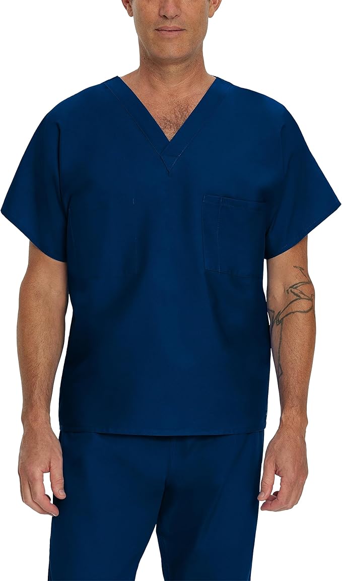 7502 LANDAU ESSENTIALS UNISEX REVERSIBLE 1-POCKET V-NECK SCRUB TOP